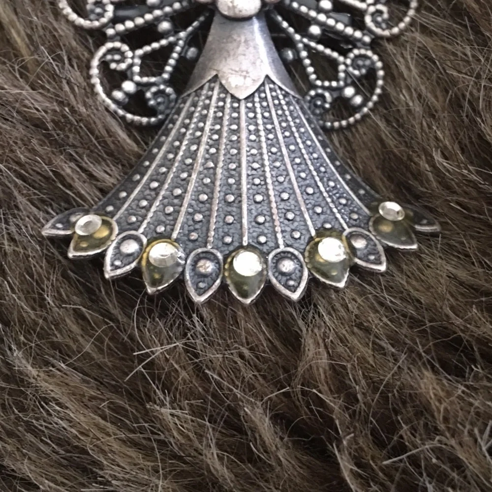 Vintage antique silver snow angel pin brooch